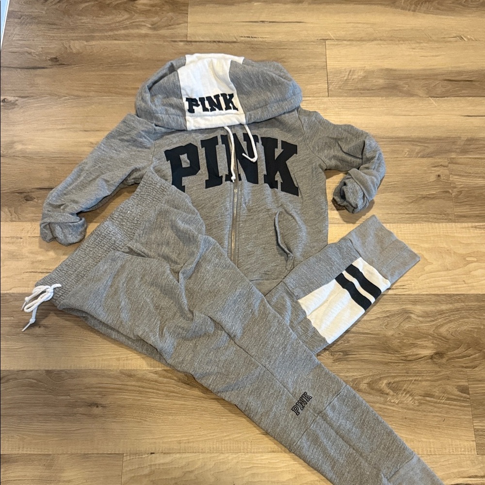 Victoria's Secret Gray and White Hoodie & Pants